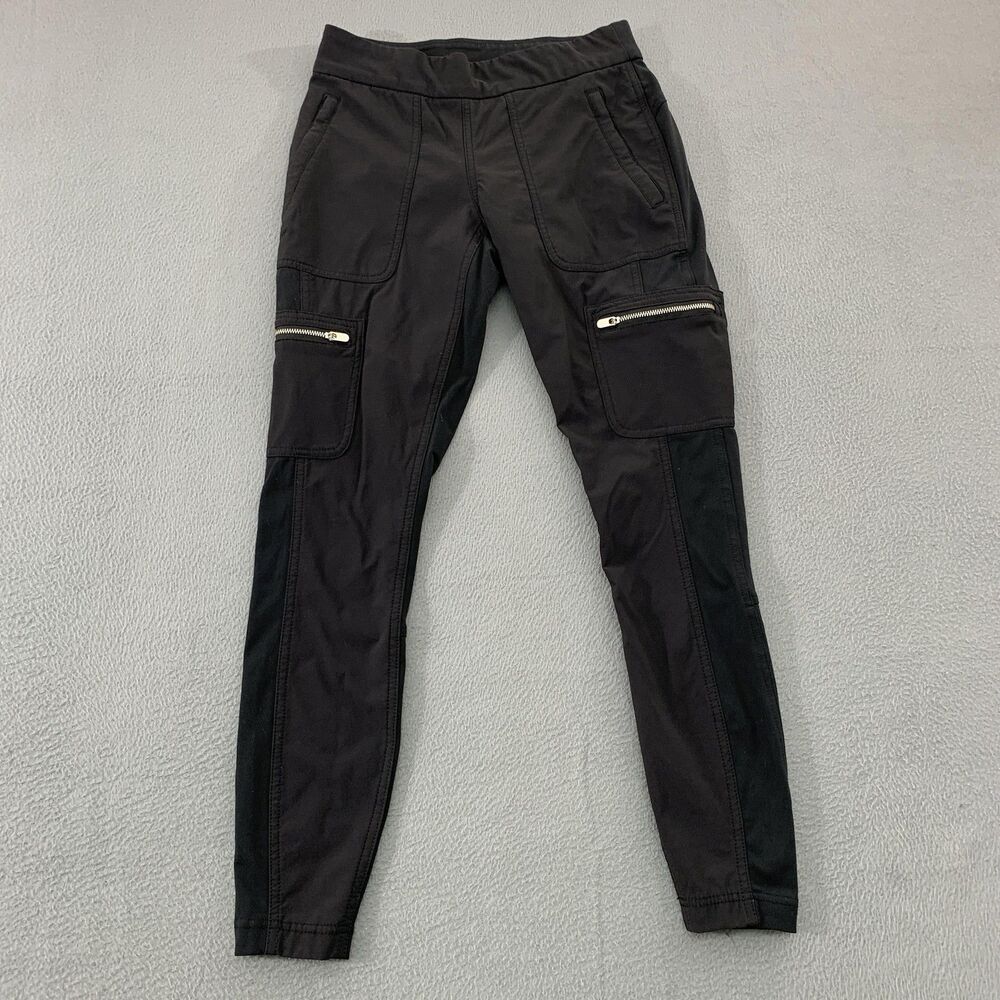 Athleta Pants Womens 4 Black Cargo Jogger Zip Pockets Stretch Nylon Hiking